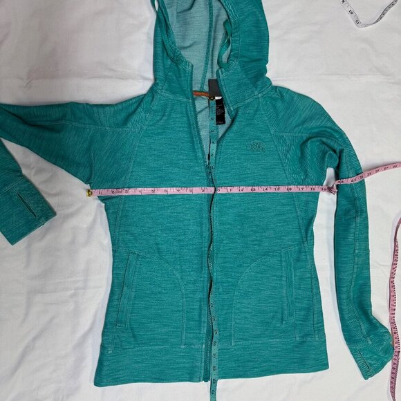 North Face Women’s Full-Zip Hooded Jacket Teal Size Medium Style A4M6 Thumbholes - Picture 10 of 11